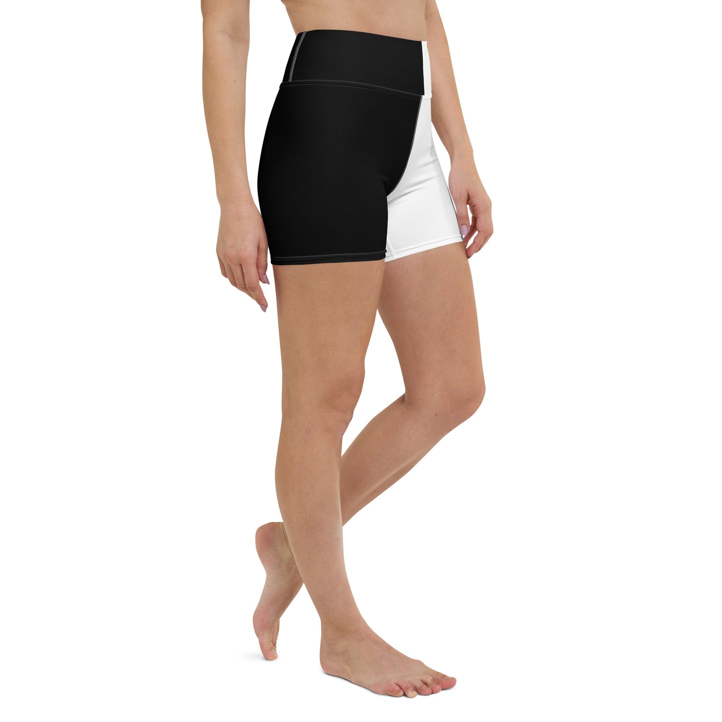 Half Black Half White - Womens Yoga Shorts