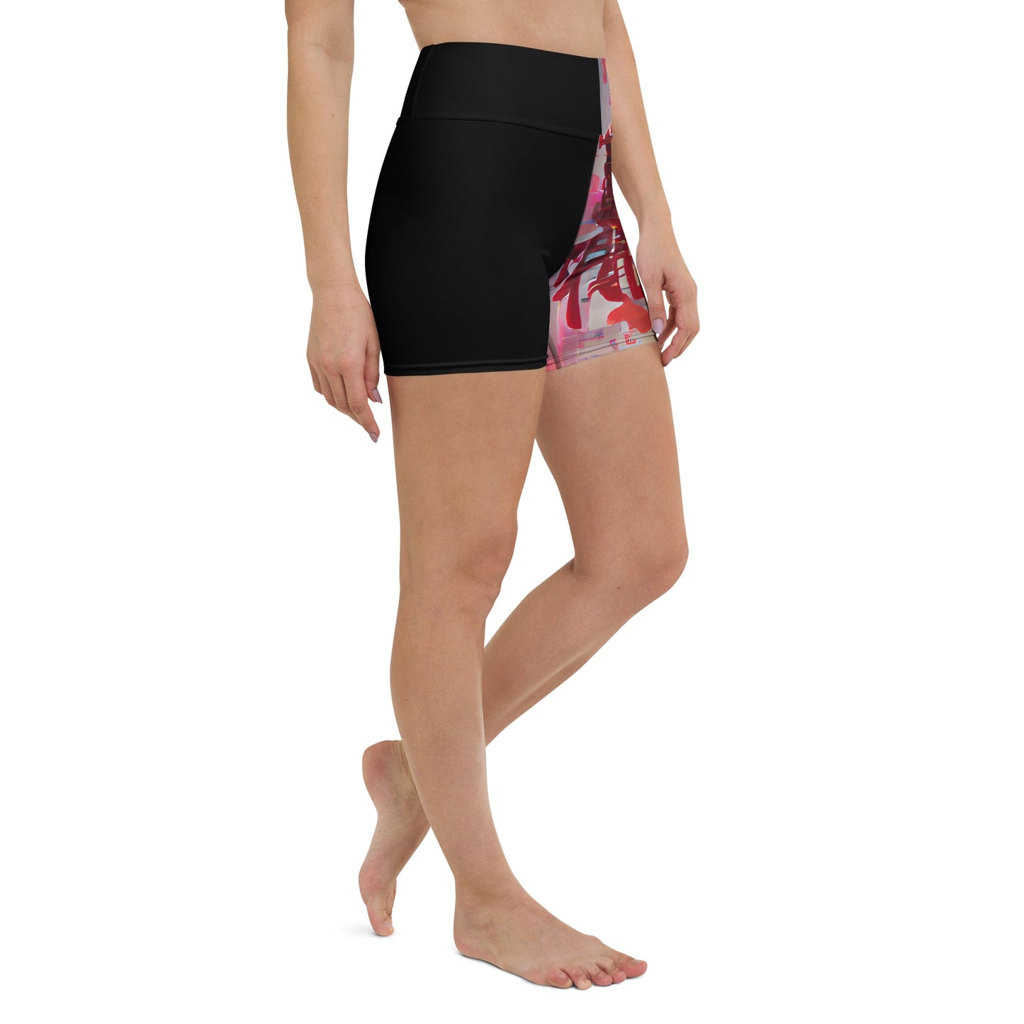 Half Black Half Báijiǔ - Womens Yoga Shorts