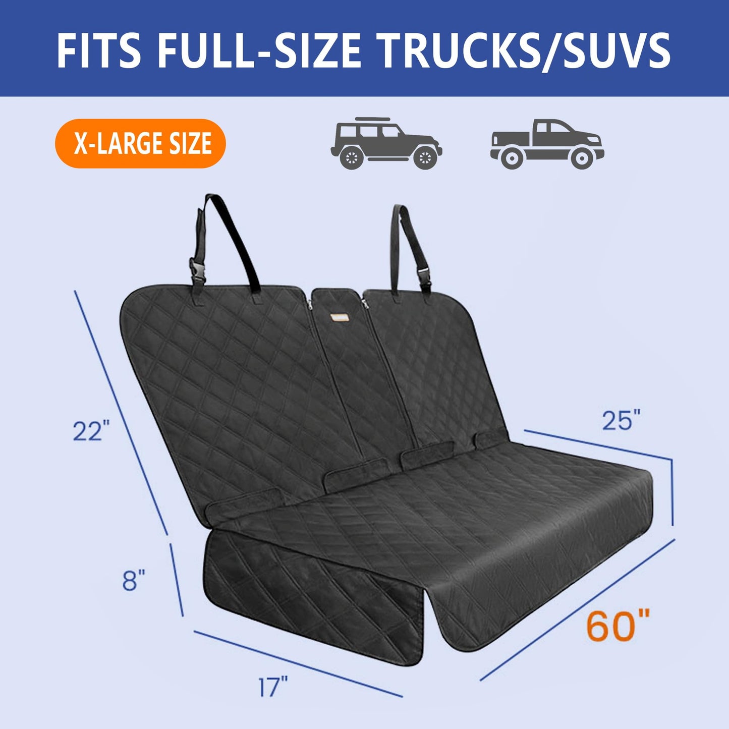 ALLANSING XL Back Seat Cover for Full-Size Trucks & SUVs | Heavy-Duty 900D Waterproof, Easy Clean