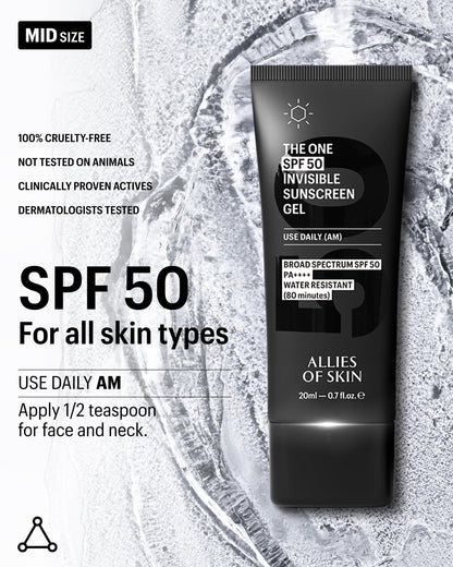 Allies of Skin Daily Face Sunscreen SPF 50 Travel Size – Zero White Cast, Lightweight Primer-Ready (0.7 oz)