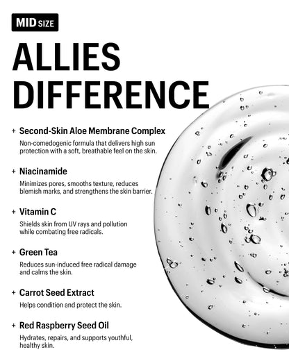 Allies of Skin Daily Face Sunscreen SPF 50 Travel Size – Zero White Cast, Lightweight Primer-Ready (0.7 oz)