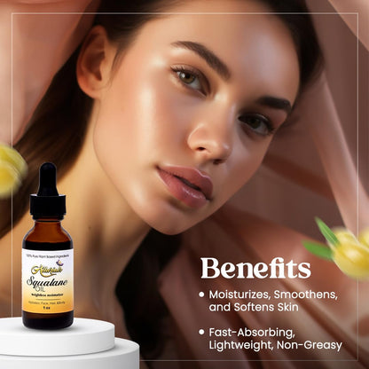 Allurials 100% Organic Squalane Oil – Plant-Based Face, Hair & Body