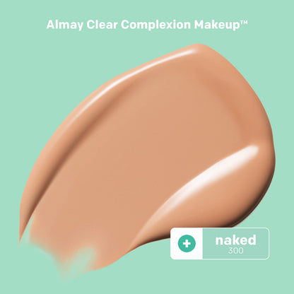 Almay Clear Complexion Acne Foundation with Salicylic Acid – Shade 300 Naked – Medium Coverage, Soft Matte Finish (1 fl oz)