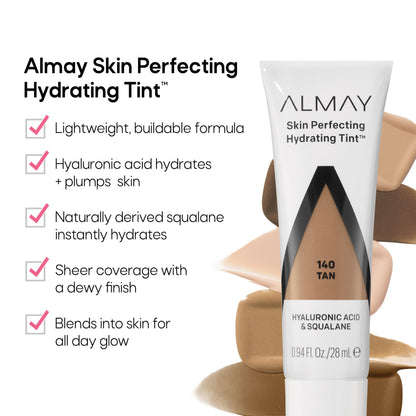 Almay Hydrating Liquid Foundation Tint — Lightweight, Dewy Finish, Hypoallergenic, Fragrance Free, Beige 120