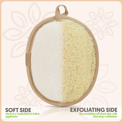 Almooni Natural Loofah Exfoliating Body Scrubber – Egyptian Loofah Sponge (2 Count)