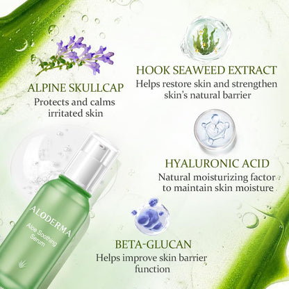 Aloderma Soothing Face Serum — 65% Organic Aloe Vera, Beta-Glucan & Arginine