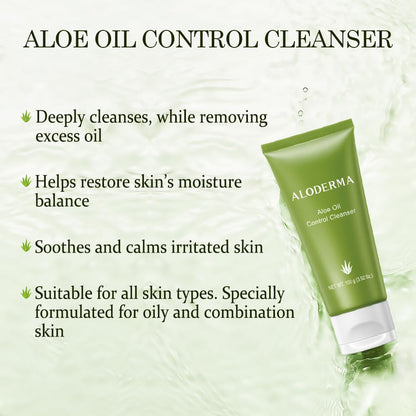 Aloderma Oil Controlling Facial Cleanser – Organic Aloe Vera, Wintergreen & Sage, 3.5oz