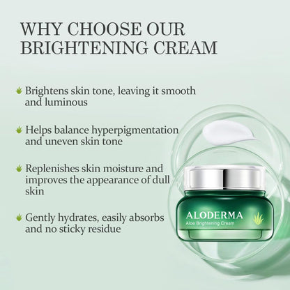 Aloderma Brightening Facial Cream – 69% Organic Aloe Vera, Squalane & Niacinamide, 1.7oz