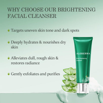 Aloderma Skin Brightening Cleanser – Organic Aloe, Niacinamide & Papaya, 4.2oz