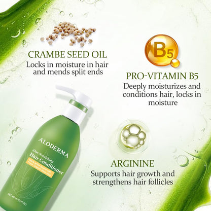 Aloderma Aloe Nourishing Hair Conditioner 16oz – Fresh Organic Aloe Vera + Crambe Seed Oil