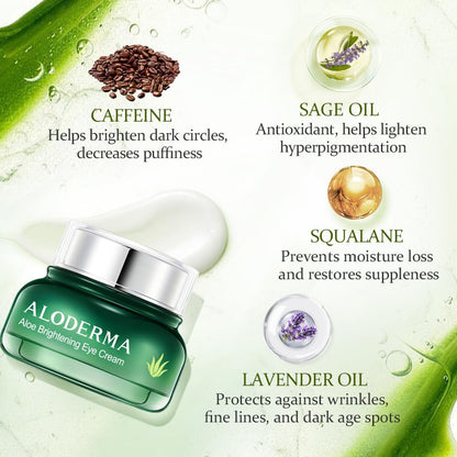 Aloderma Brightening Eye Cream with Organic Aloe Vera – Hydrating Eye Care for Dark Circles & Puffiness