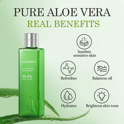 Aloderma Fresh Aloe Vera Face Hydrator – 99.8% Organic Aloe, 240ml, No Thickeners, For Acne-Prone & Sensitive Skin