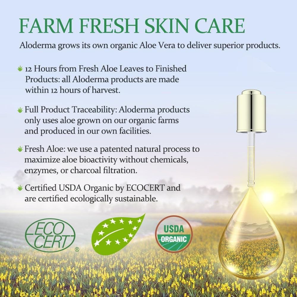 Aloderma Brightening Facial Cream – 69% Organic Aloe Vera, Squalane & Niacinamide, 1.7oz