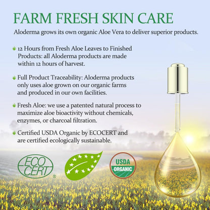 Aloderma Brightening Facial Cream – 69% Organic Aloe Vera, Squalane & Niacinamide, 1.7oz