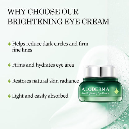 Aloderma Brightening Eye Cream with Organic Aloe Vera – Hydrating Eye Care for Dark Circles & Puffiness