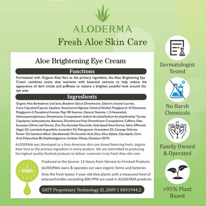 Aloderma Brightening Eye Cream with Organic Aloe Vera – Hydrating Eye Care for Dark Circles & Puffiness