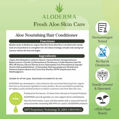 Aloderma Aloe Nourishing Hair Conditioner 16oz – Fresh Organic Aloe Vera + Crambe Seed Oil