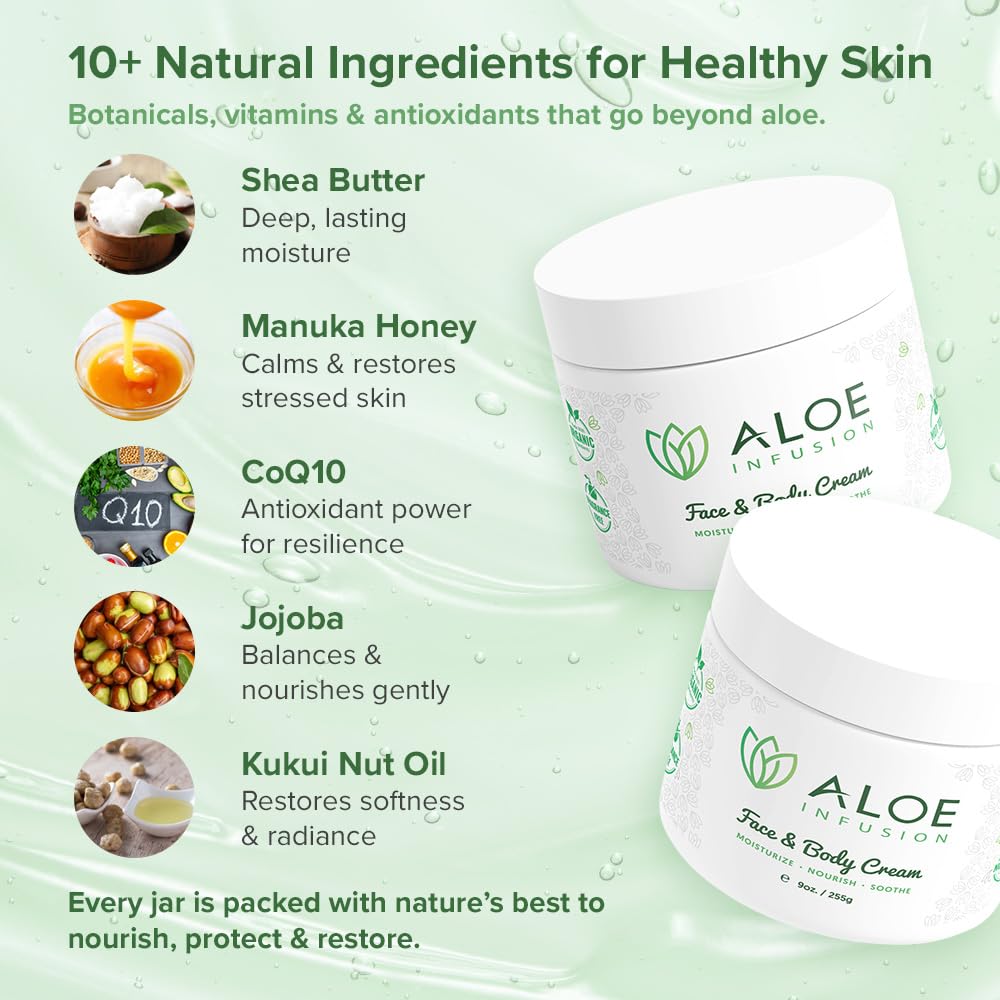 Aloe Infusion Aloe Vera Face & Body Cream — Hydrating, Non-Greasy Moisturizer