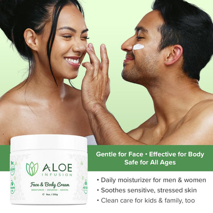 Aloe Infusion Aloe Vera Face & Body Cream — Hydrating, Non-Greasy Moisturizer