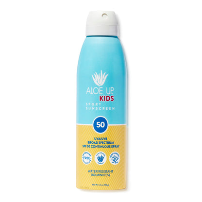 ALOE UP Kids SPF 50 Continuous Sport Sunscreen Spray – Broad Spectrum, Fragrance-Free, Reef-Safe
