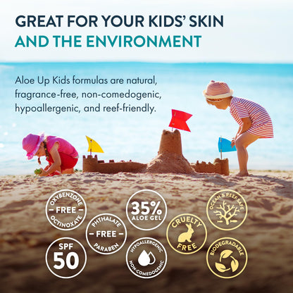 ALOE UP Kids SPF 50 Continuous Sport Sunscreen Spray – Broad Spectrum, Fragrance-Free, Reef-Safe