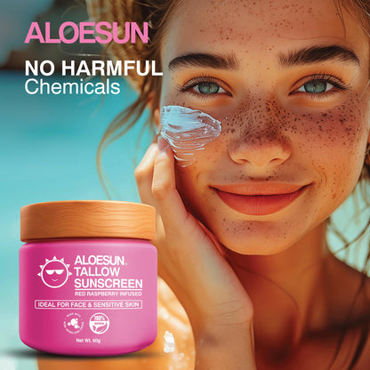 ALOESUN Organic Beef Tallow Sunscreen SPF 30 – Reef-Safe, Non-Nano Zinc Oxide, Travel Size 2.12 oz