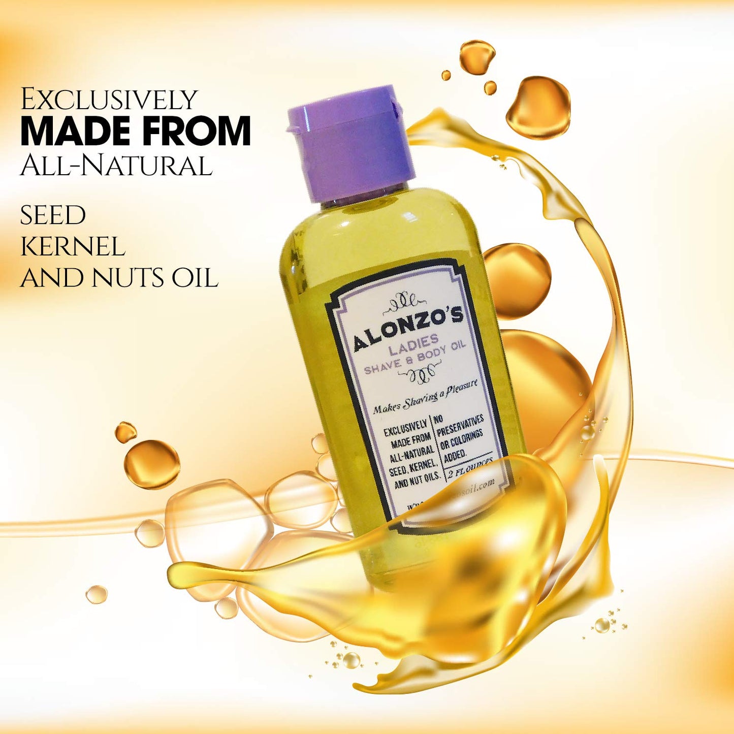 ALONZO'S SENSATIONAL SHAVE: All-Natural Shaving Oil for Women, 2 oz