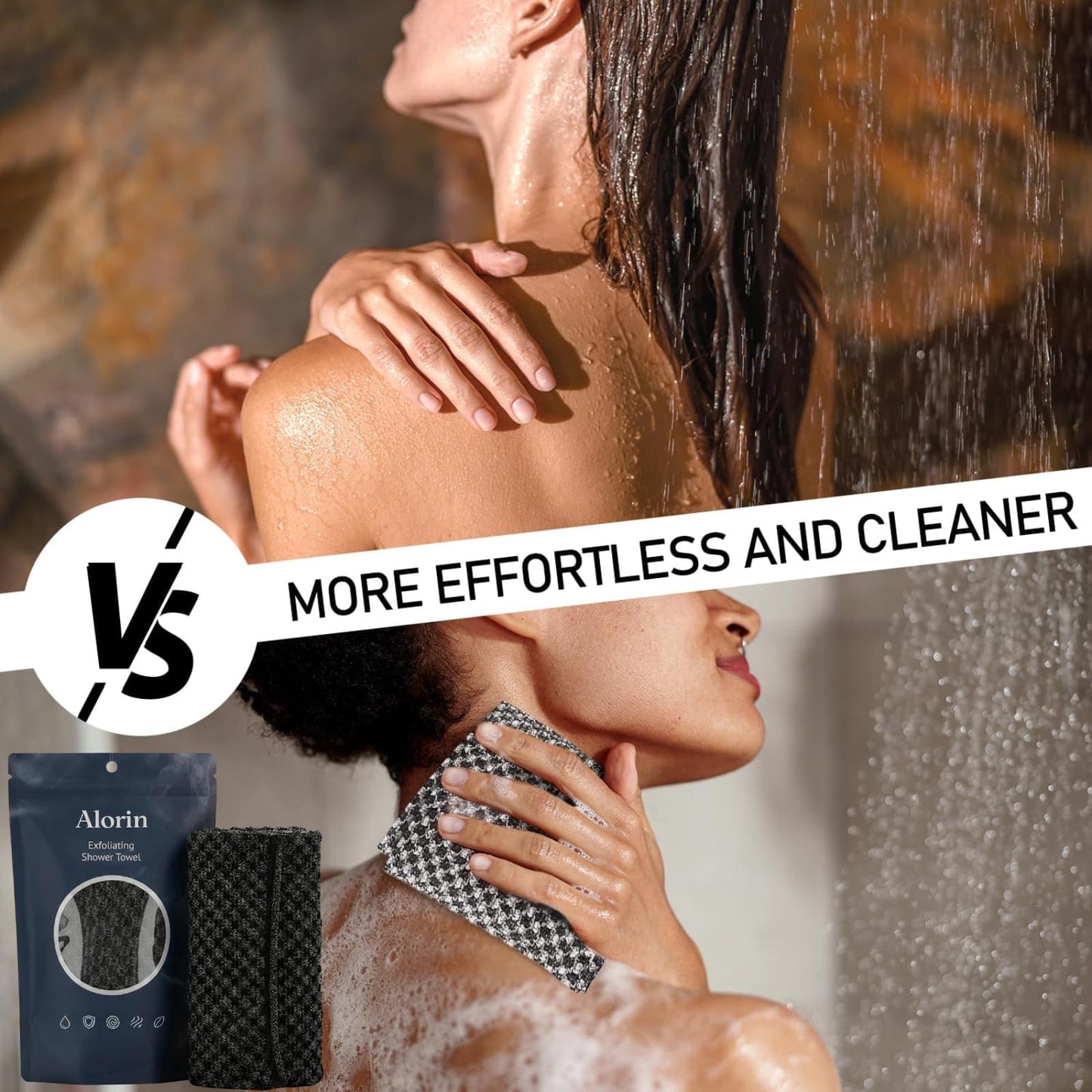 Alorin Exfoliating Shower Towel – Dual-Texture, Quick-Dry Body & Face Scrub