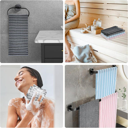 Alorin Exfoliating Shower Towel | Premium Dual-Texture Scrub Cloth for Body & Face (Pink)