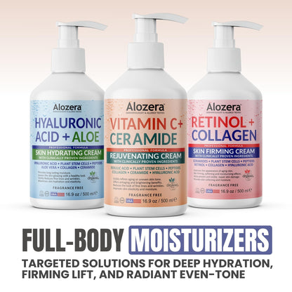 Alozera Vitamin C Body Lotion with Ceramides & Stem Cells — Fragrance-Free, 2×16.9 oz