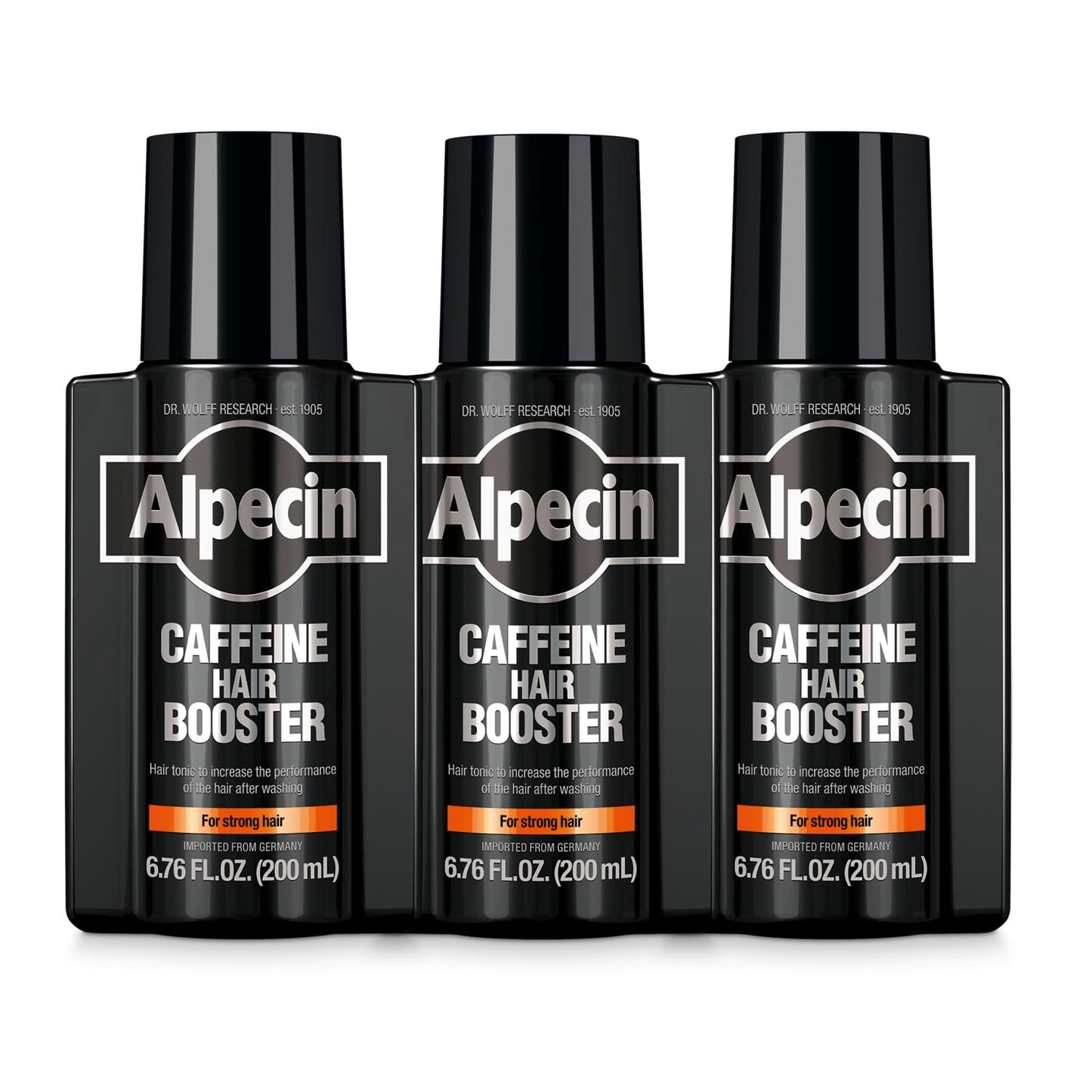 Alpecin Caffeine Hair Booster – Bold Fragrance, 3 x 6.76 fl oz | Hair Performance Enhancer for Thicker, Fuller-Looking Hair | Energizes Scalp