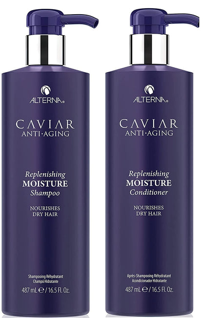 Alterna CAVIAR Anti-Aging Replenishing Moisture Shampoo & Conditioner Set – 16.5 oz | Sulfate-Free Hydration