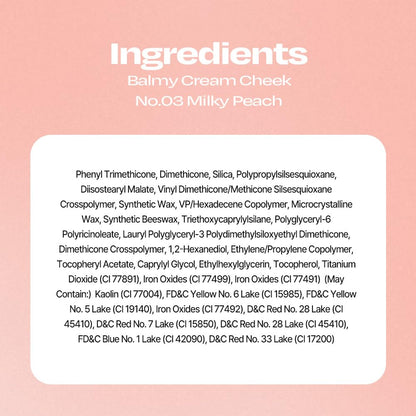 Balmy Cream Cheek No.3 Milky Peach | alternativestereo Cloud-Touch Cream Blush, 2.5 g