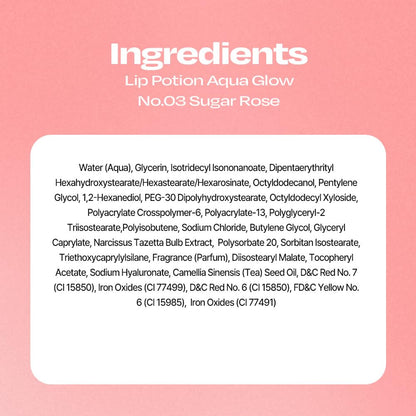 Alternativestereo Lip Potion Aqua Glow No.3 Sugar Rose – Hydrating, Non-Sticky Lip Gloss 0.3 oz