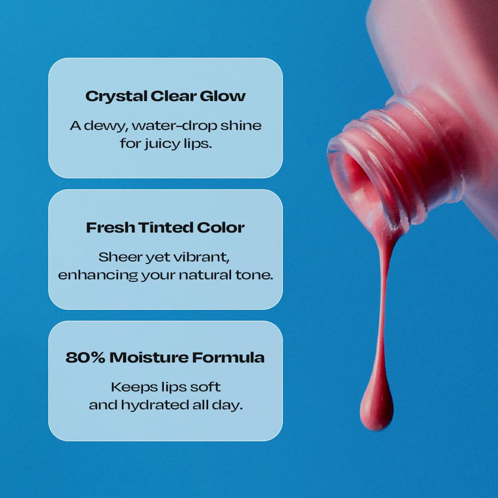 alternativestereo Lip Potion Aqua Glow No.5 Raspberry Soap — Hydrating Non-Sticky Gloss with Sheer Radiance | 0.3 oz