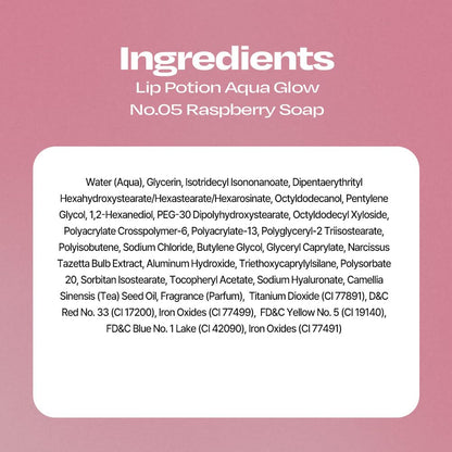 alternativestereo Lip Potion Aqua Glow No.5 Raspberry Soap — Hydrating Non-Sticky Gloss with Sheer Radiance | 0.3 oz