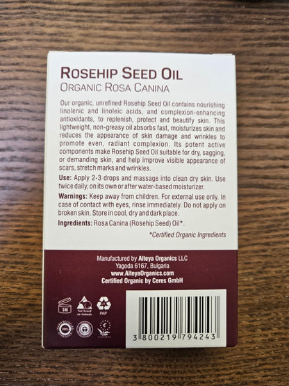 Alteya Organics Rosehip Seed Oil – USDA Organic Face Oil, 2x1.7 Fl Oz with Pipette