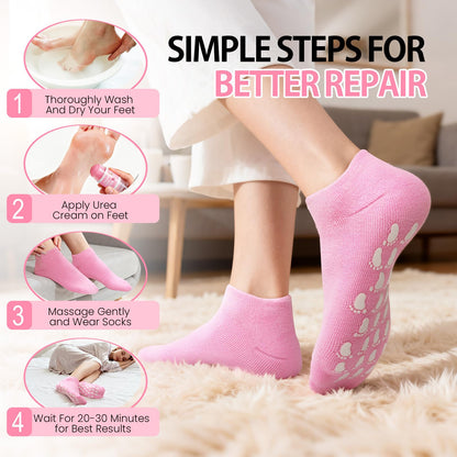 ALUROICE Silicone Moisturizing Socks with Foot Cream – 2-in-1 Dry Feet Care