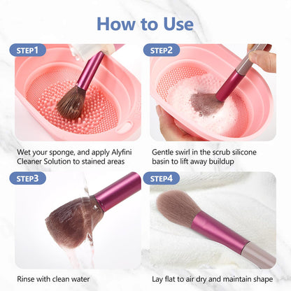 Alyfini Makeup Brush Cleaner Solution & Scrub Basin - 10.2 Fl Oz