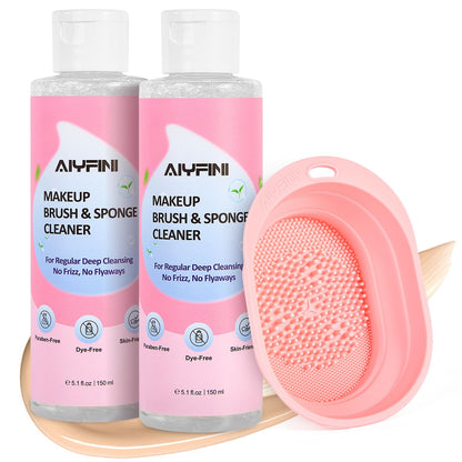 Alyfini Makeup Brush Cleaner Solution & Scrub Basin - 10.2 Fl Oz