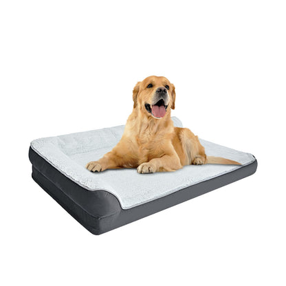 Amazon Basics Washable L-Shaped Dog Bed for Large Dogs – Anti-Slip Indoor Crate Bed (42x30x8 in, Gray)
