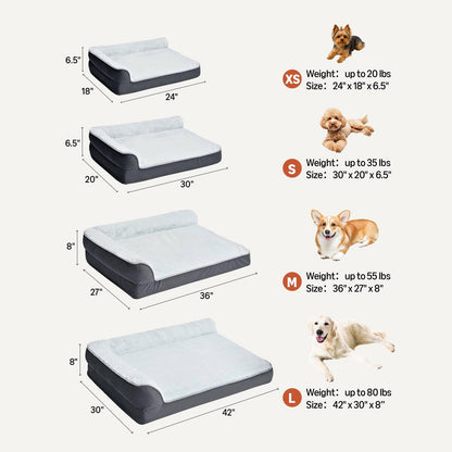 Amazon Basics Washable L-Shaped Dog Bed for Large Dogs – Anti-Slip Indoor Crate Bed (42x30x8 in, Gray)