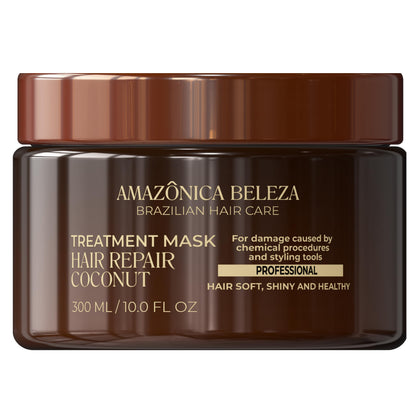 AMAZÓNICA BELEZA AMABELLE Coconut Hair Mask – Repairs Damaged Hair (10 oz) | Professional Line