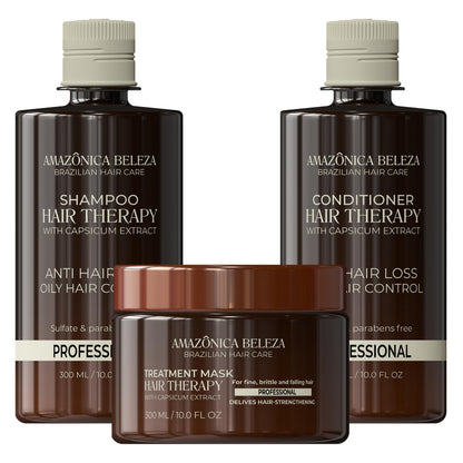 AMAZÓNICA BELEZA AMABELLE Hair Therapy Kit – Shampoo, Conditioner & Hair Mask (300ml) | Oil Control, Hair Strength, Growth Support