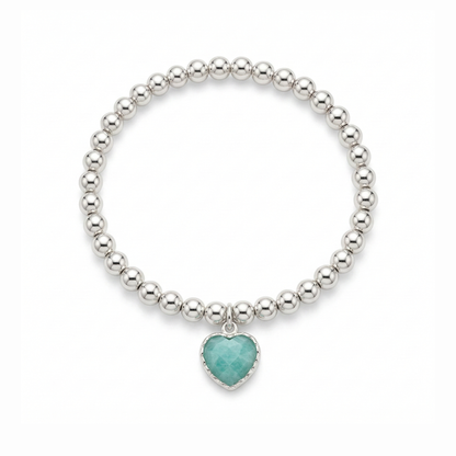 Amazonite Heart Charm Bracelet