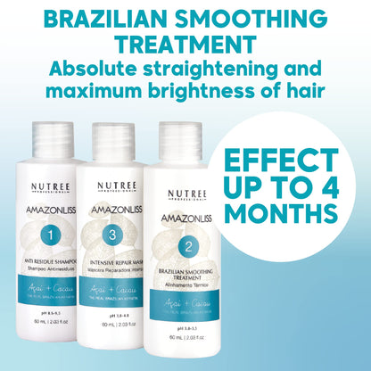Amazonliss Keratin Hair Straightening Treatment – Home Use Brazilian Blowout Kit (Formaldehyde-Free) – 2.03 fl oz