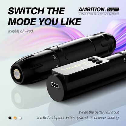 Ambition Sally Wireless Permanent Makeup Machine – 5 Stroke Lengths (2.0–3.5mm) & 1000mAh Battery