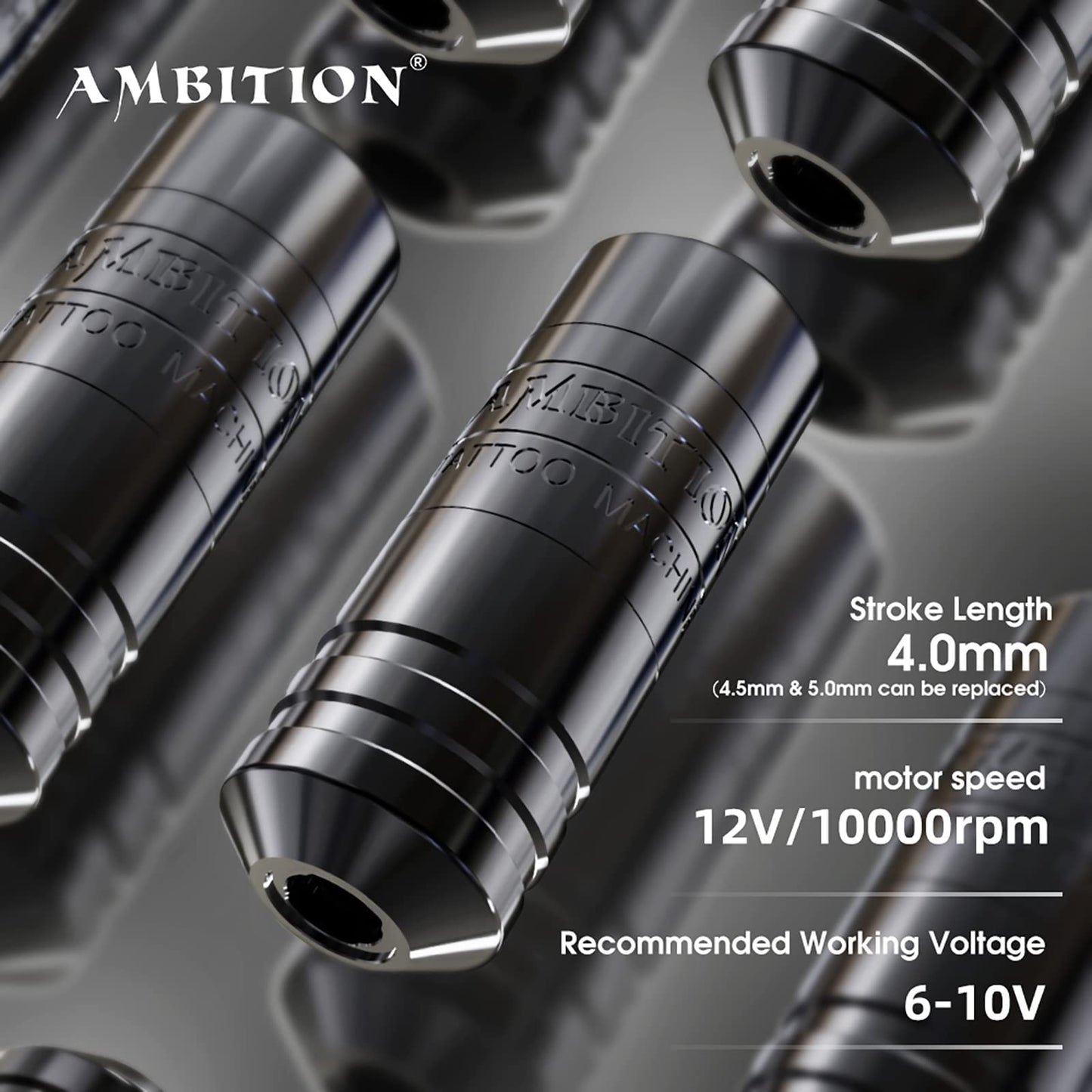 Ambition Torped Tattoo Kit | Rotary Machine, 2400mAh Power Supply + 40 Cartridges