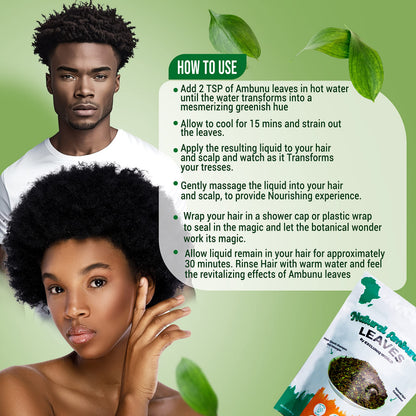 Ambunnu Leaves by Excluniq World – 50g Pack | Herbal Hair Detangler, Shampoo & Conditioner for Dry & Damaged Hair