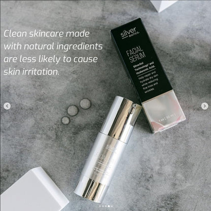 American Biotech Labs Silver Biotics Facial Serum Gel | 20 PPM SilverSol + 2% Hyaluronic Acid | 1 fl oz
